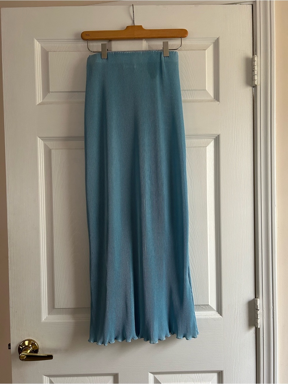 Princess Polly Sky Blue Ribbed Maxi Skirt